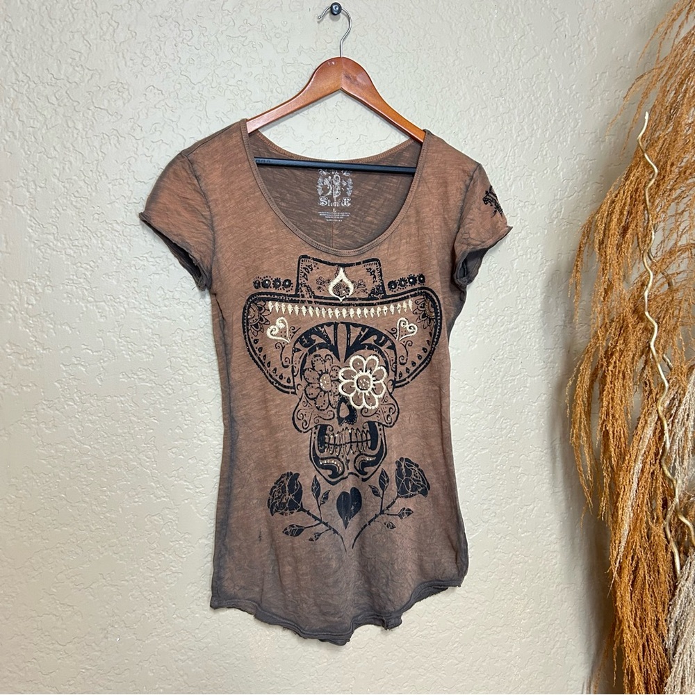 Y2K beaded brown top skeleton cowboy hat size large made of cotton